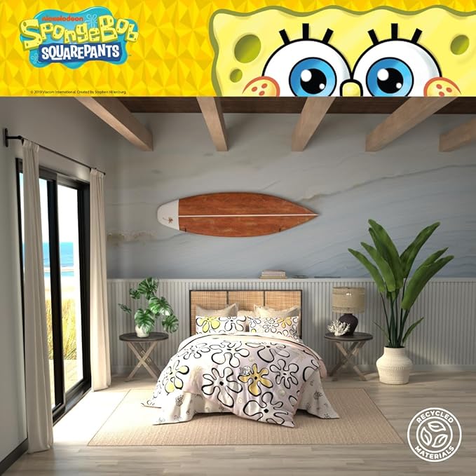 Collectibles Spongebob Squarepants Jellyfish Recycled Bedding 7 Piece Super Soft Reversible Comforter and Sheet Set, King, (100% Official Licensed Product) by Franco