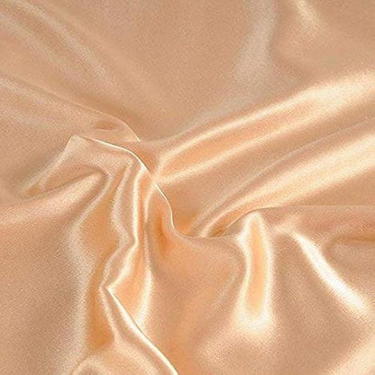 100% Pure Silk Satin Sheet 4pcs, Silk Fitted Sheet 15" Deep Pocket Mattress fit,Silk Flat Sheet&Silk Pillowcases Cool Soft Silk Sheets|Wrinkle Free Fade Resistant California King Peach