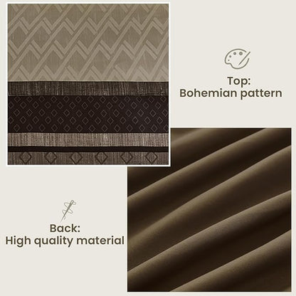 Cottolester Boho Comforter Set King Size,Light Brown Striped Bed in a Bag,7 Piece Plaid Comforter and Sheet Set,Soft Microfiber Complete Bedding Sets