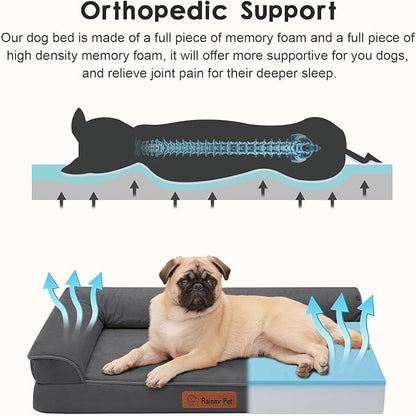 Orthopedic Dog Bed Medium Size Dog, Memory Foam Dogs Bed for Medium Dogs, Washable and Removable Microsuede Cover, Waterproof Liner, Non-Skid Bottom, 30x20x6 Inches, Dark Grey