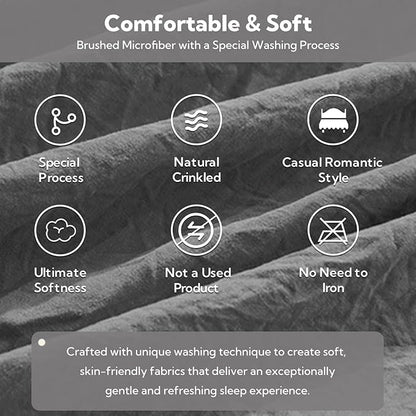 MR&HM California King Comforter Set Dark Grey, Comforter Set 7 Pieces for Girls Women, Shabby Chic Vintage Cottagecore Bed Sets Boho Bed in a Bag, Ultra-Soft & Fluffy Comforter for All Season