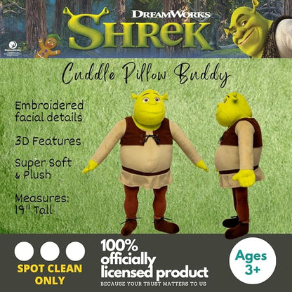 Collectibles DreamWorks Shrek Bedding Super Soft Cozy Decorative Cuddle Pillow, (Officially Licensed Product) By Franco
