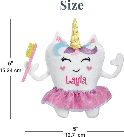 Let's Make Memories Personalized Tooth Fairy Pillow - Unicorn Design - Tooth Fairy Pillow - Customize with Any Name - 5" W x 6" H