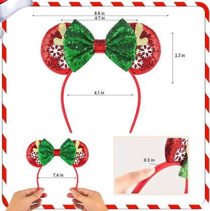 Mouse Ear Headbands,Sparkle Mouse Ears Headband for Women Girls Cartoon Princess Costume Cosplay Decoration (TG-Rudolph)