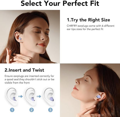 Ear Plugs for Sleeping 45dB Noise Cancelling Reusable Soft Silicone Ear Plugs for Noise Reduction Concert Earplugs for Shooting Snoring Airplanes Musicians Motorcycle with 8 Eartips Case Violet