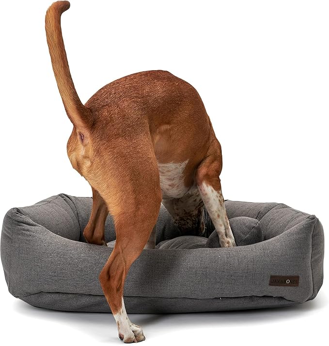 Jax & Bones Dog Bed Napper - Lark Graphite Machine Washable Dog Mat - Extra Heavy Duty Bolstered Sides - Medium Grey | 35 x 27 Inches