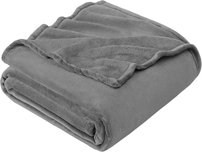 Hansleep Fleece Queen Blanket for Bed Fleece Grey, Queen Size Super Soft Flannel Fuzzy Gray, Plush Cozy Blanket for All Seasons, Grey, Queen 90x90 Inches