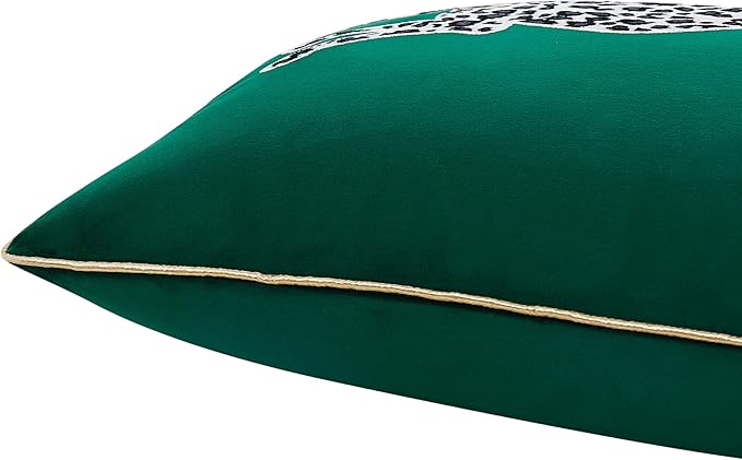 Juicy Couture Reversible Velvet Cheetah Pillow, 14" x 24" Decorative Pillow, Emerald Green