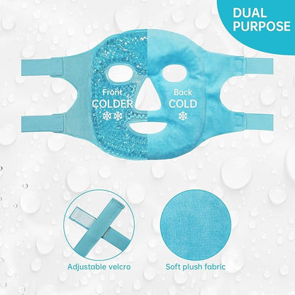 Cold Face Eye Mask Ice Pack Reduce Facial Puff, Dark Circles, Gel Hot Heat Cold Compress Pack, Face SPA Gift for Woman Sleeping, Pressure, Headaches, Skin Care, Post Laser Cosmetic Care[Blue]