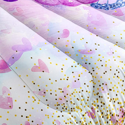 Violet Butterfly Comforter Set Queen Size 3 Pieces Bedding Set for Kids Teen Boys,，Cute Flower Butterfly Bedding Set for Bedroom Soft Microfiber All Season 3pcs(1 Comforter With 2 Pillowcases)