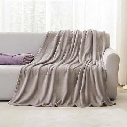 Hansleep Fleece Mocha Brown Throw XL Blanket, Super Soft Flannel Fuzzy Plush Cozy Blanket for All Seasons, Mocha Brown, Throw XL 50x70 Inches