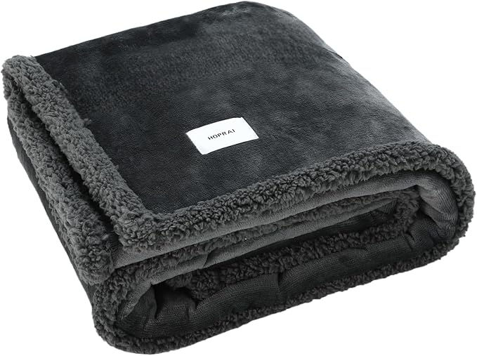 Waterproof Pet Blanket for Medium Large Dogs Washable Fluffy Thick Jacquard Shag Fleece Warm Sherpa Pet Blanket Cats Puppy Couch Protection (Gray XXL85*85inches)