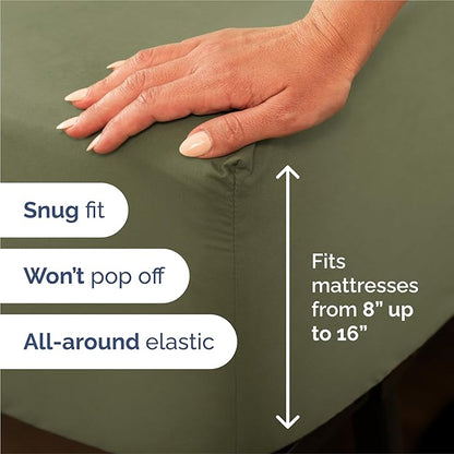 Split King Size 5 Piece Sheet Set - Comfy Breathable & Cooling Bed Sheets Set - Hotel Luxury Bedding for Women, Men, Kids, Teens, Boys & Girls - Deep Pockets and Wrinkle Free - Oeko-Tex - Sage Green