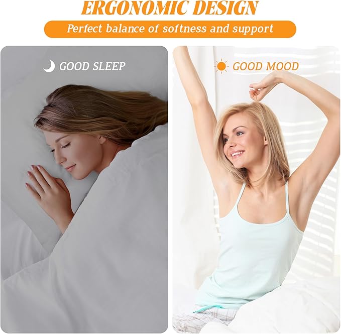Bed Pillows Queen Size Set of 2, 30x20 Inches – Soft and Supportive Down Alternative Pillows for Sleeping, Hotel Collection Fluffy Pillows for Side and Back Sleepers