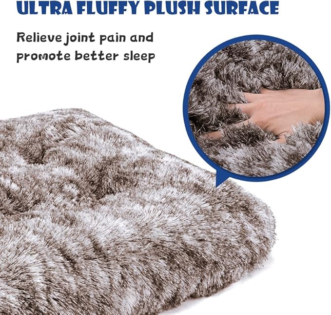 ULIGOTA Dog Bed Crate Pad Plush Soft Dog Crate Bed for Medium Dogs and Cats Washable Anti-Slip Kennel Crate Mats for Sleeping and Anti Anxiety M