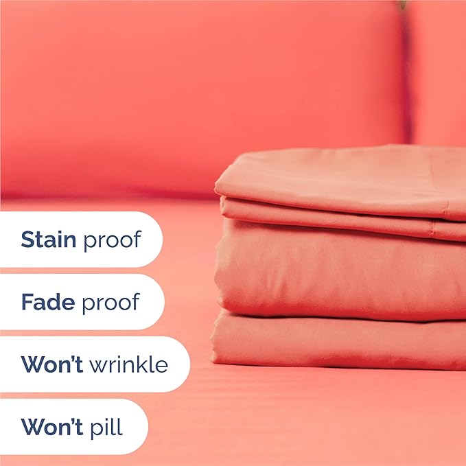 King 6 Piece Sheet Set - Comfy Breathable & Cooling - Ultra Soft Hotel Luxury Bedding Set with 8-16 Inch Deep Pockets - 1 Flat & 1 Fitted Sheet & 4 Pillowcases - Cozy, Wrinkle Free & Easy Care - Coral
