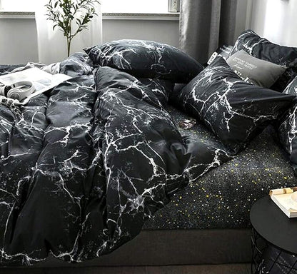 Pureant Black Marble Comforter Sets California King Black and White Marble Bedding Comforters Cotton Women Men Modern Aesthetic Black Quilt Comforter Set Cal King Size Abstract Black Marble Blankets