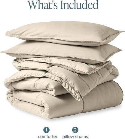 Bare Home Comforter Set - Oversized Queen Size - Ultra-Soft - Goose Down Alternative - Premium 1800 Series - All Season Warmth (Oversized Queen, Sand)
