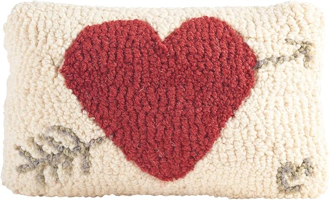 Chandler 4 Corners Artist-Designed Arrow & Red Heart Hand-Hooked Wool Decorative Throw Pillow - Valentine's Day Pillow for Couches & Beds - Easy Care & Low Maintenance - Red Heart Home Décor