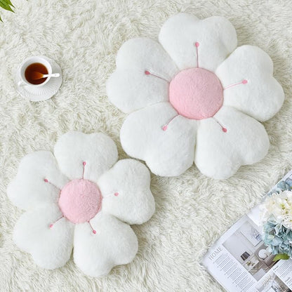 Flower Pillow, Flower Shaped Pillow Decorative Throw Pillows for Bed Couch, Cute Daisy Pillow Dorm Decor Floor Seating Cushion (White, 19.6 Inches)