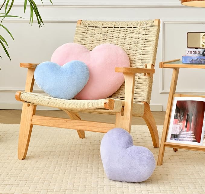 Petrella Throw Pillows Heart Pillow Cute Fuzzy Pillows for Bed Livingroom Home Decor Cushion Decorative Aesthetic Preppy Pillows Purple,Small 13"x10"