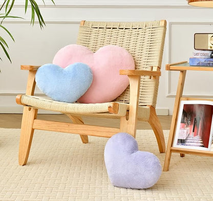 Petrella Heart Pillow Cute Fuzzy Pillows Throw Pillows for Bed Livingroom Home Decor Cushion Decorative Aesthetic Preppy Pillows Purple,Large 19"x15"