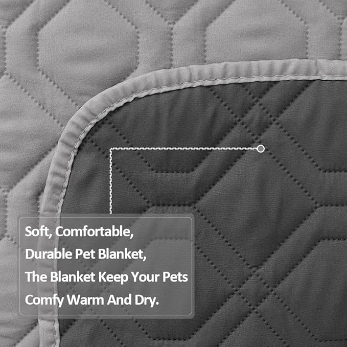 CHHKON Waterproof Dog Bed Covers for Couch Protection Dog Pet Blanket Furniture Protector (52“X82”, Grey+Dark Grey)