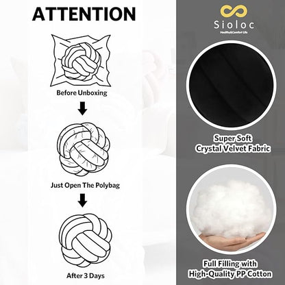 Sioloc Soft Knot Ball Pillows,Round Throw Pillow Cushion Home Decoration Plush Pillow,Throw Knotted Pillow Handmade Round Plush Pillow（10.6inches,Black）