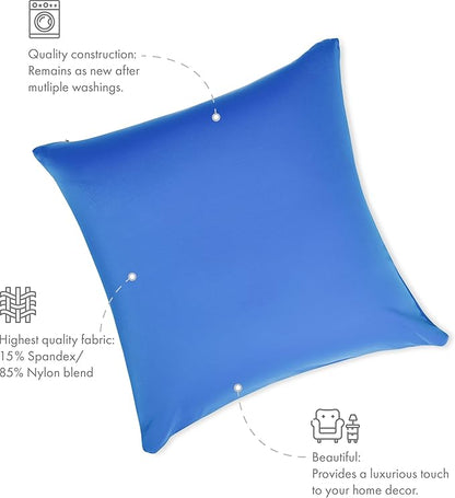 PILLOWY 24" x 24" Throw Pillow - Yeal Blue: 1 PCS Luxurious Premium Microbead Pillow with 85/15 Nylon/Spandex Fabric. Forever Fluffy, Outstanding Beauty & Support. Silky, Soft & Beyond Comfortable