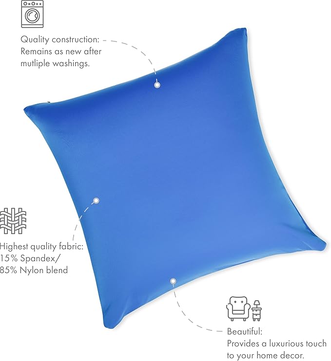 PILLOWY 12" x 20" Throw Pillow - Yeal Blue: 1 PCS Luxurious Premium Microbead Pillow with 85/15 Nylon/Spandex Fabric. Forever Fluffy, Outstanding Beauty & Support. Silky, Soft & Beyond Comfortable
