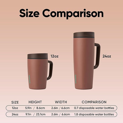 Owala SmoothSip Slider Stainless Steel Insulated Travel Mug with handle, 100% Leak Proof, For Hot and Cold Drinks, Travel Friendly with Sliding Lock Lid, 12oz, BPA Free, Leak Proof, Cozy Cocoa