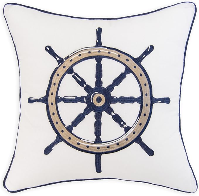 Donna Sharp 2-Piece Nautical Themed Decorative Throw Pillow Set - Pillows for Couch, Sofa, Beds, and Chairs - Includes 18" x 18" Square & 12" x 22" Rectangular Pillows