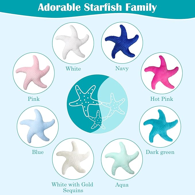 Marble Empire Starfish Pillow for Couch and Bed, Coastal Decor Throw Pillow, Ocean Beach Theme Accent Pillow for Living Room（Turquoise）