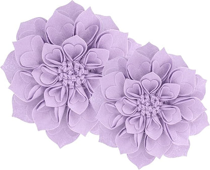 Fennco Styles Handmade 3D Heart-Shaped Petals Flower Decorative Filled Throw Pillow 13" Round - Lilac Floral Pillow for Couch, Home Décor and Holiday, Housewarming Gift