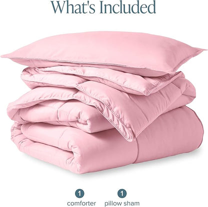 Bare Home Comforter Set - Twin/Twin Extra Long Size - Ultra-Soft - Goose Down Alternative - Premium 1800 Series - All Season Warmth (Twin/Twin XL, Light Pink)