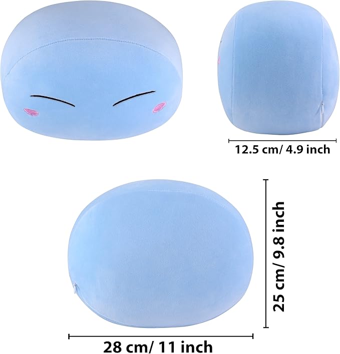 Roffatide 11 inch Soft Anime That Time I Got Reincarnated as a Slime Pillow Rimuru Tempest Plush Stuffed Throw Pillows for Bed Couch Blue