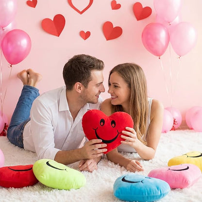 Novabright 6 Pcs Valentines Day Heart Pillows 12", Love Heart Shaped Pillow Plush Throw Pillow, Cute Colourful Pillows for Gifts Valentines Day Living Room Bedroom Decor