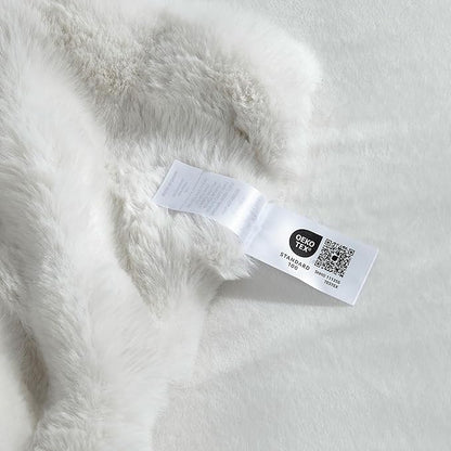 Cozy Bliss Faux Fur Throw Blanket for Couch, Fuzzy Soft Plush Thick Bubble Blanket for Sofa Bedroom Living Room, 90 * 90 Inches Cream White
