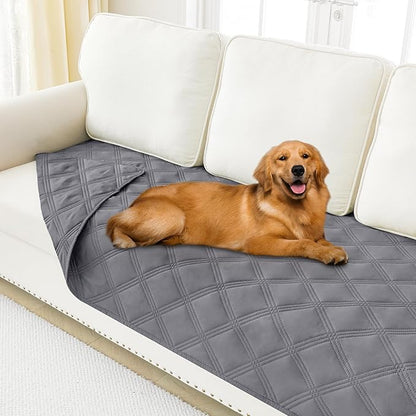 Smiry Waterproof Dog Bed Cover Blanket 40x70, Soft Reversible Pet Blanket, Washable Leakproof Cats Dogs Couch Cover for Sofa, Couch, Furniture, Grey/Grey