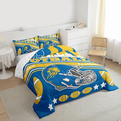 Feelyou Football Bedding Set Queen Size Boys Girls Rugby Sports Comforter Set Sports Themed Women Men Football City Duvet Quilt Bedroom Decor