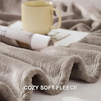 Hansleep Fleece Mocha Brown Full Blanket, Super Soft Flannel Fuzzy Plush Cozy Blanket for All Seasons, Mocha Brown, Full 84x90 Inches