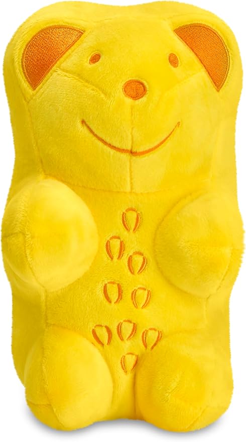 iscream Haribo Gummi Bear Furry 8.5" x 5" Candy Character Shaped Pillow, Lemon
