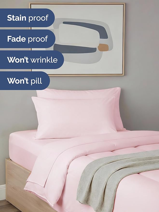 Twin Comforter Set - 5 Piece Bed in a Bag Twin Size Bed Set - Down Alternative Comforter, Flat Sheet, Fitted Sheet, Pillowcase & Sham for All Seasons - Ultra Soft, Comfy & Breathable - Lavender Pink