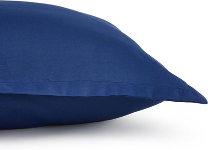 Amazon Basics 3-Piece Soft Microfiber Kid's Comforter and Pillow Sham Set, Full/Queen, Navy, Solid