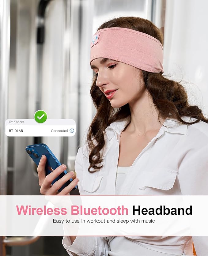 Navly Sleep Headphones - Bluetooth Headband for Sleeping, Cozy Headband Wireless Music Sleeping Headphones with Ultra-Thin Speakers Perfect for Sleeping,Workout,Jogging,Yoga,Insomnia,Air Travel