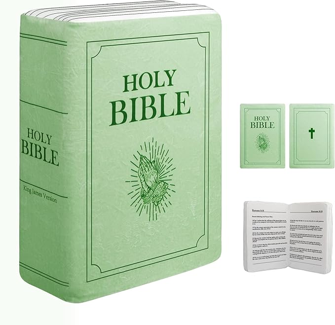 Bible Pillow Book Plush That Opens, Cozy Faith Bible Plushies, for Kids Adults Christian Gifts, Decoration for Bedrooms, Living Rooms (Green)