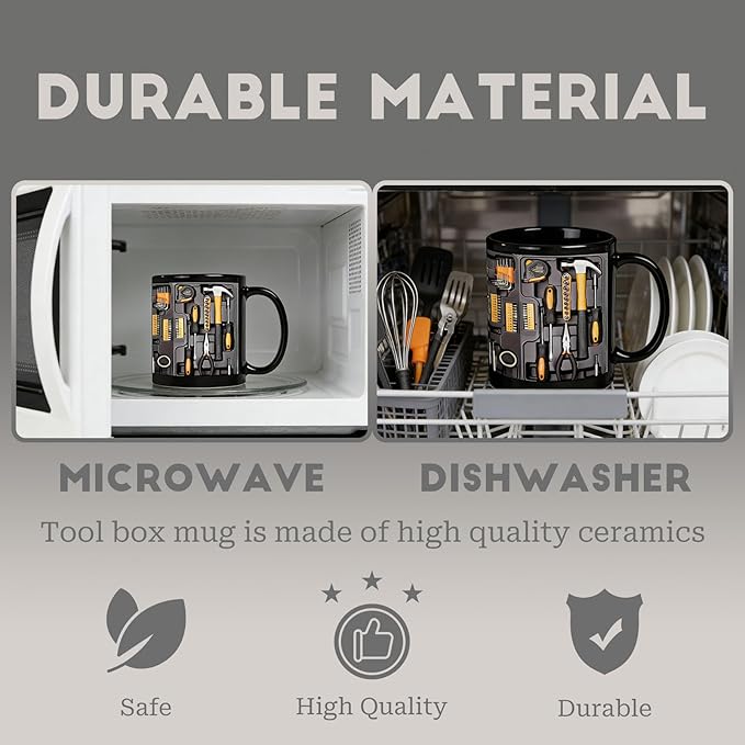 Mechanic Toolbox Mug, Tool Kit Mug 12 Oz for Coffee Milk, Toolbox Coffee Mug for Mechanic Car Lovers Creative Design Ceramic Mug