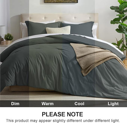 satisomnia Queen Comforter Set Grey 3 PCS, Lightweight Down Alternative Comforter Full Size