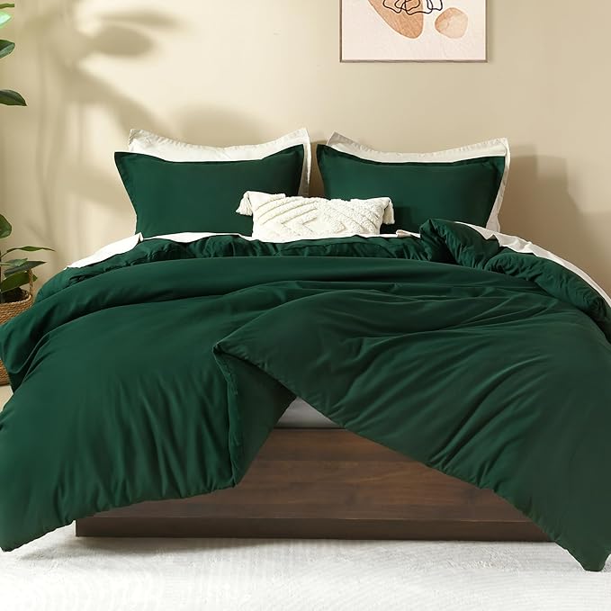 Litanika Dark Emerald Green Comforter California King Size, 3 Pieces Cal King Lightweight Solid Bedding Comforter Set, All Season Fluffy Bed Set (104x96In Comforter & 2 Pillowcases)