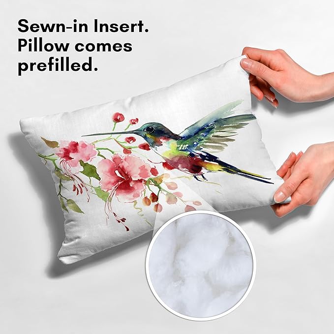 Americanflat 14x10 Throw Pillow with Sewn-in Insert - All-in-One Decorative Pillows - No Cover Needed - Soft and Durable Cushion for Bed or Sofa - Polyester - White
